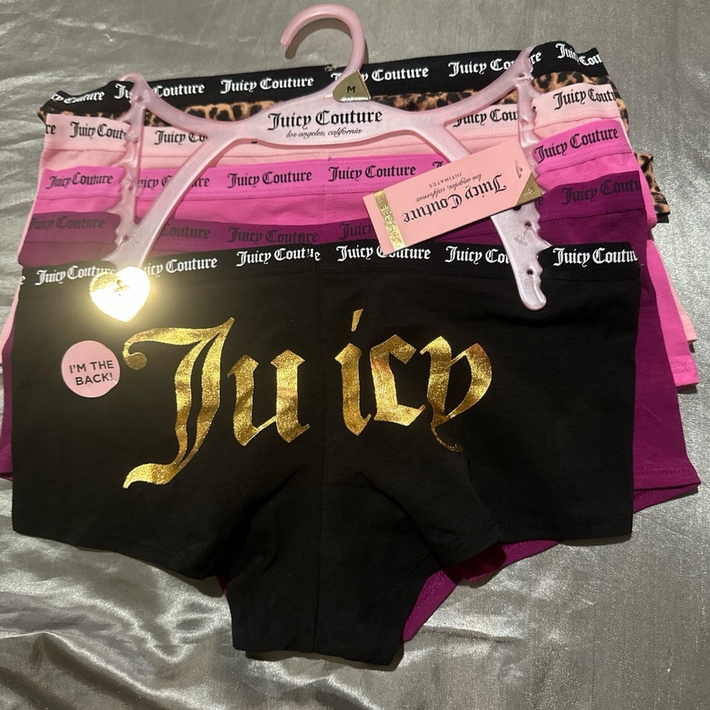 Juicy CoutureBlack and Pink Logo Boyshorts -